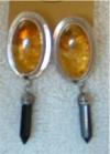 amber and fossil stems earrings