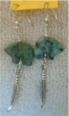 Turquoise bear with silver feather earri