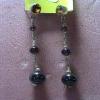 Triple-stack garnet ball Earings